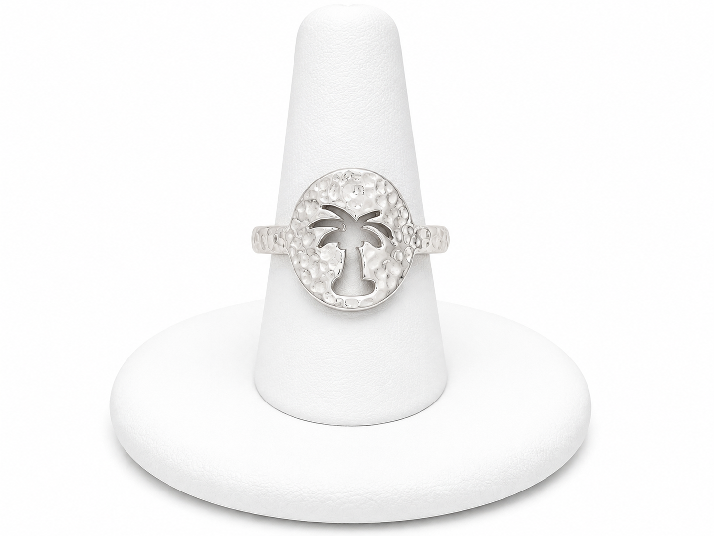 Sterling Silver Hammered Palm Tree Ring