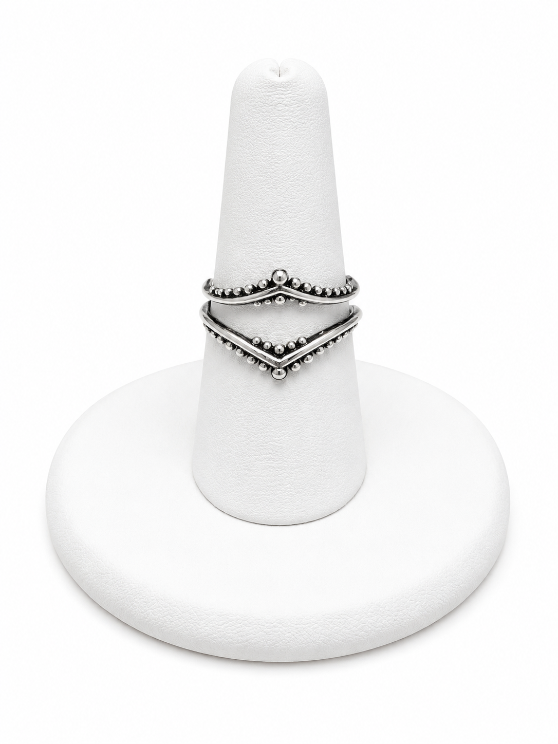 Beaded Double Chevron Ring