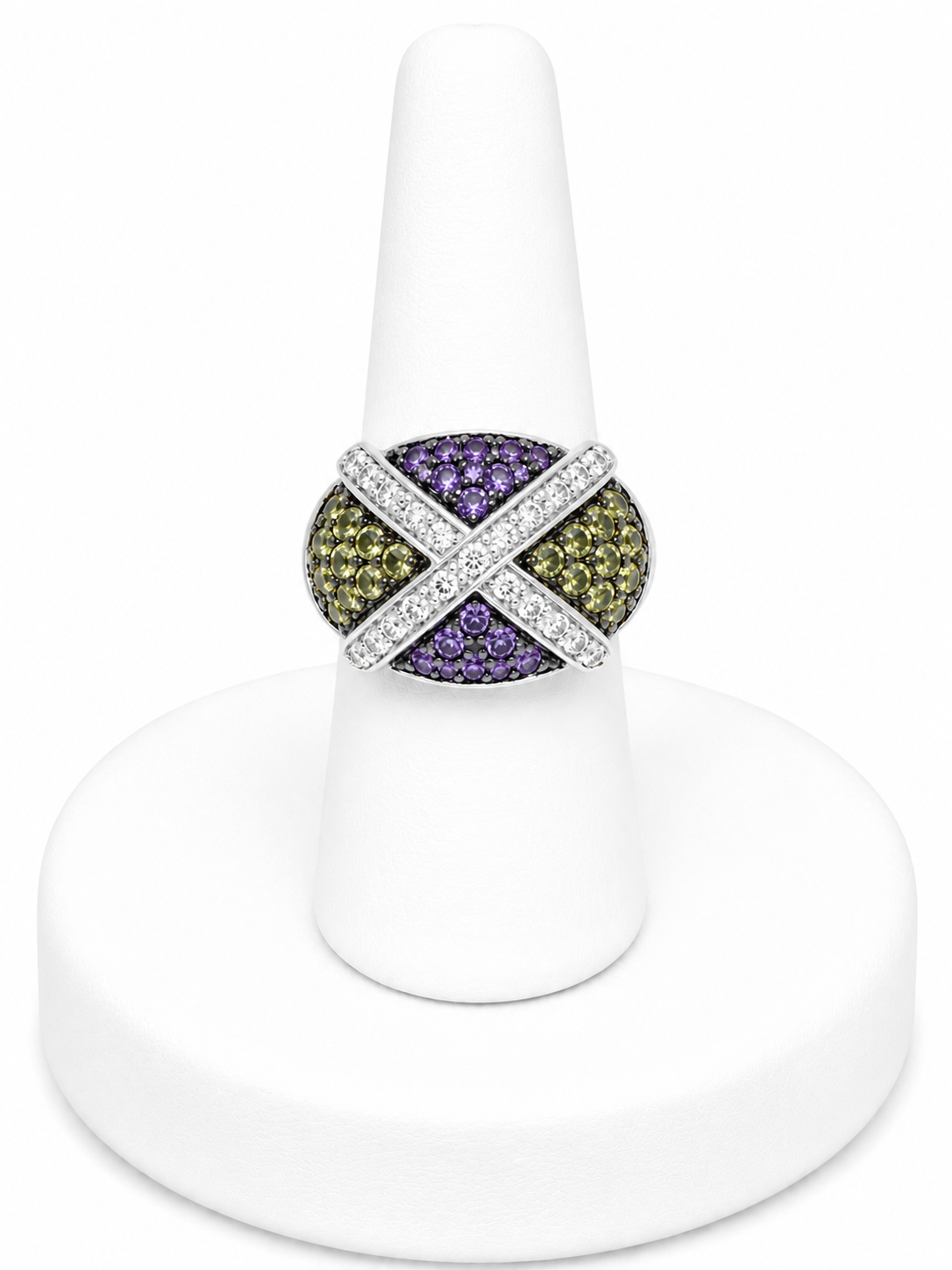 Sterling Silver Multi-Stone Crossover Ring