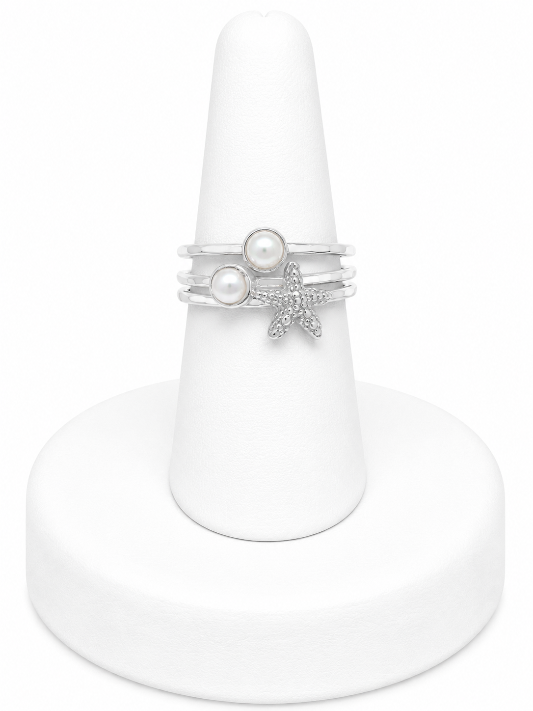 Sterling Silver Pearl & Starfish Ring
