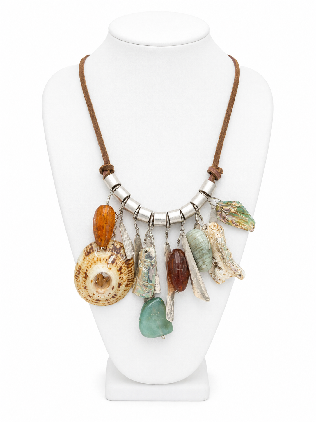 Sterling Silver Alchemía Amazonite & Abalone Shell Statement Necklace