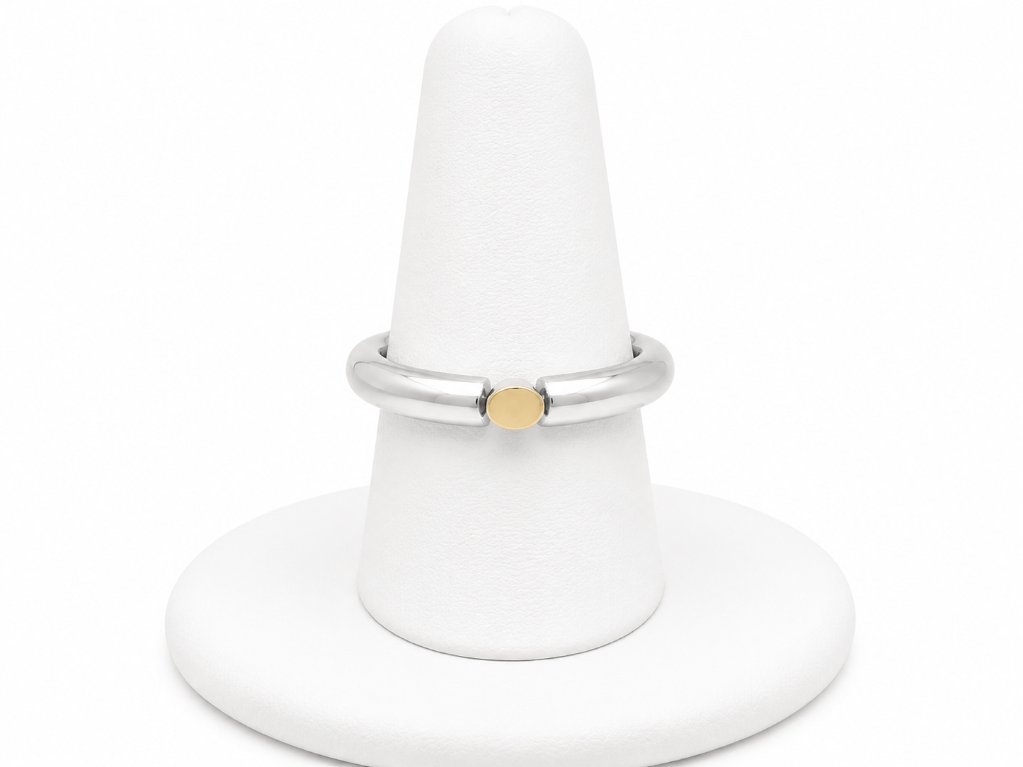 Sterling Silver Two-Tone Oval Accent Ring