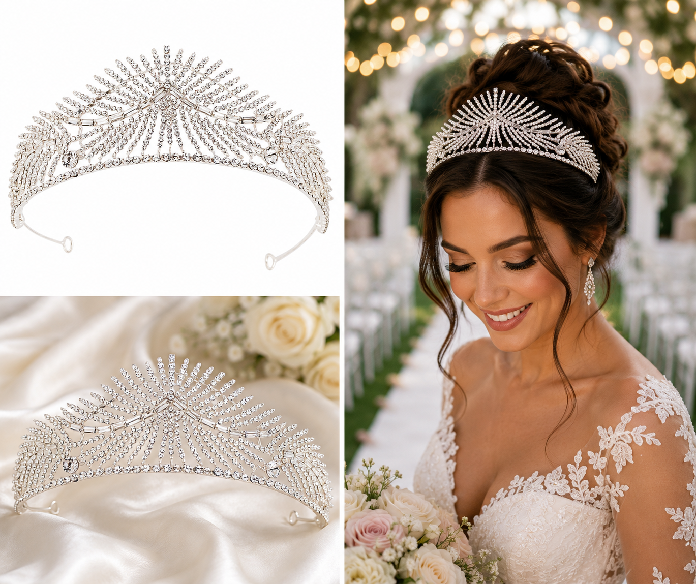 Stretched Rhinestone Vines Tiara