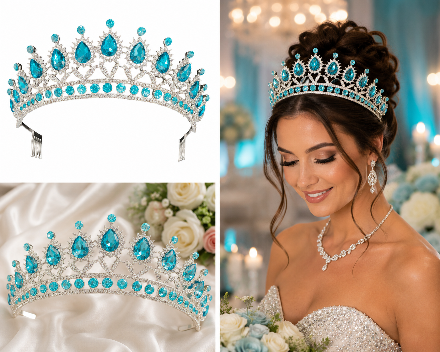 Turquoise Crystal Queen Tiara
