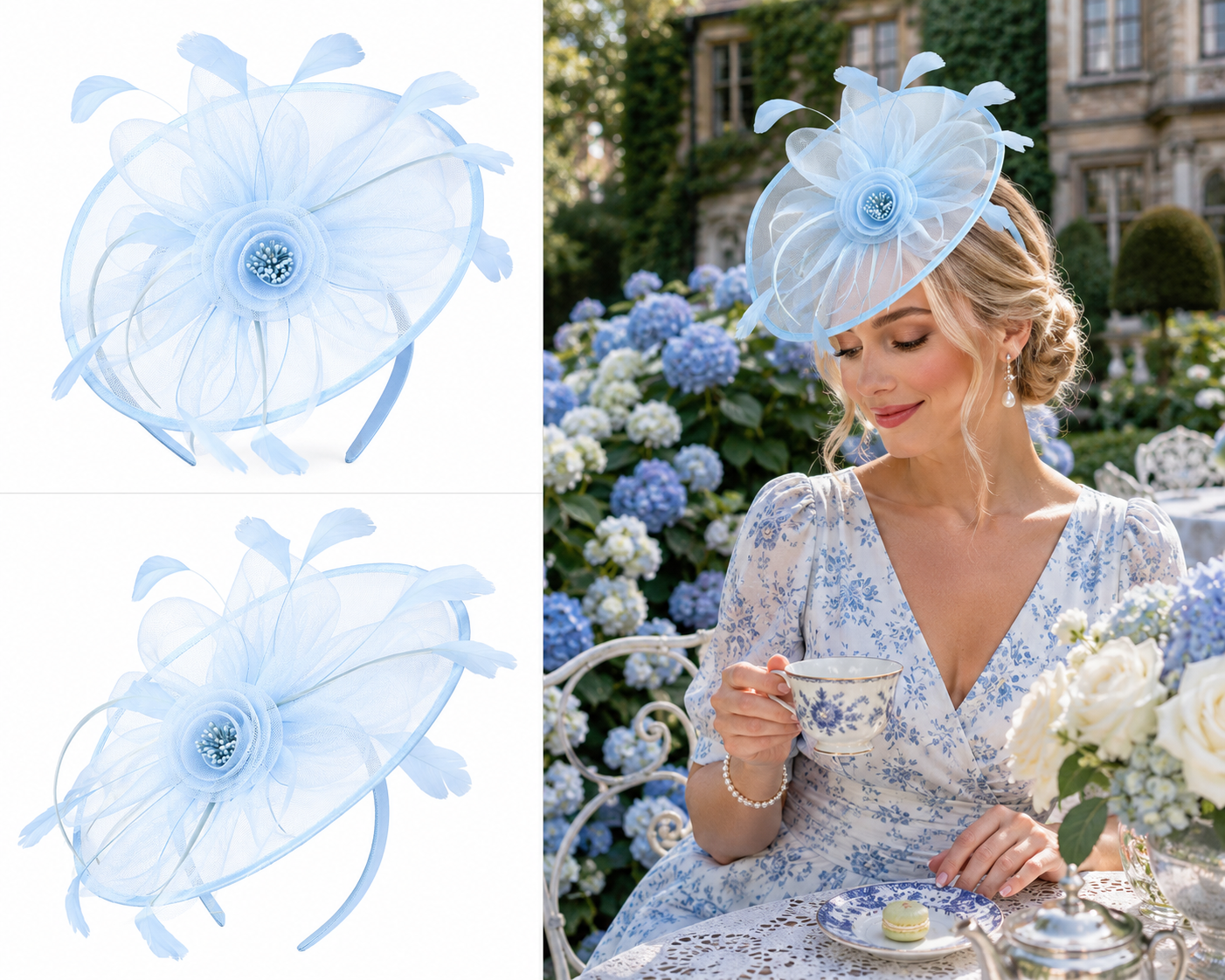 Floral Organza Mesh Ribbon Fascinator