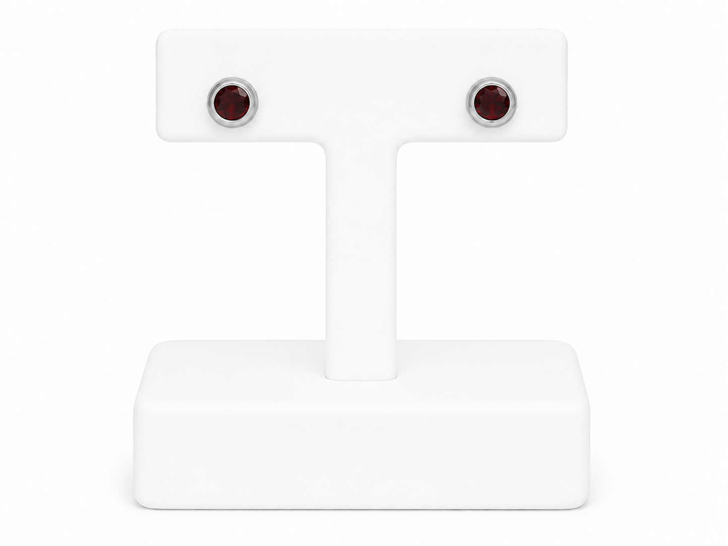 Sterling Silver Garnet Stud Earrings