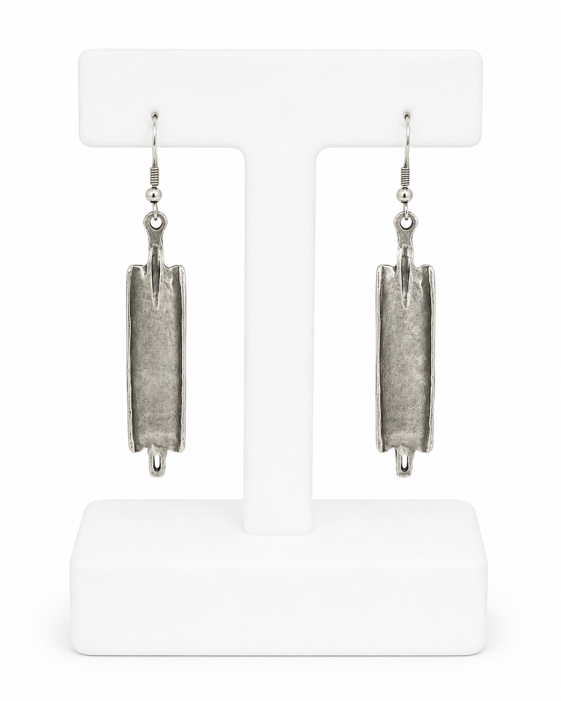 Pewter Rectangle Drop Earrings