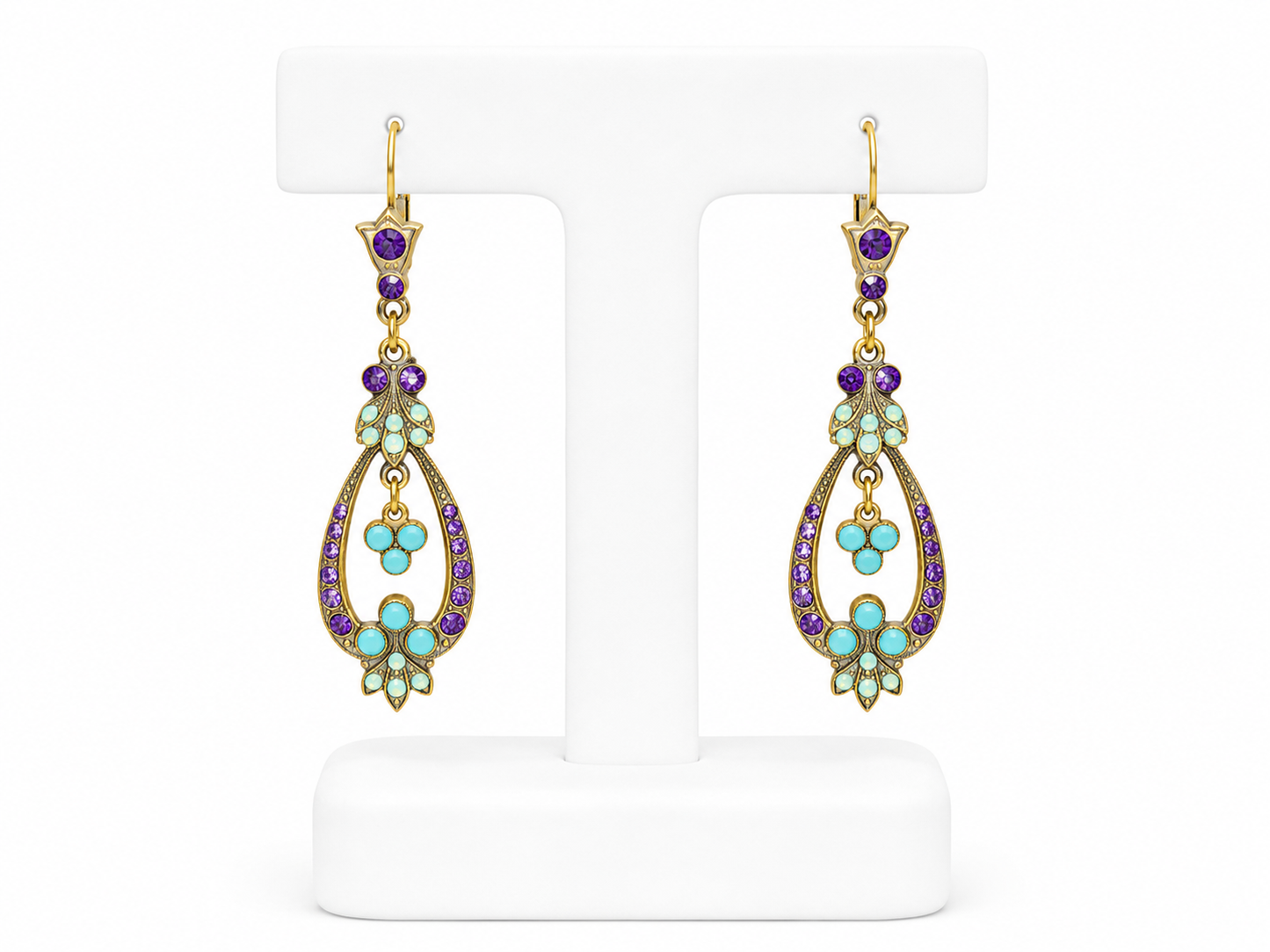 Turquoise & Violet Statement Earrings