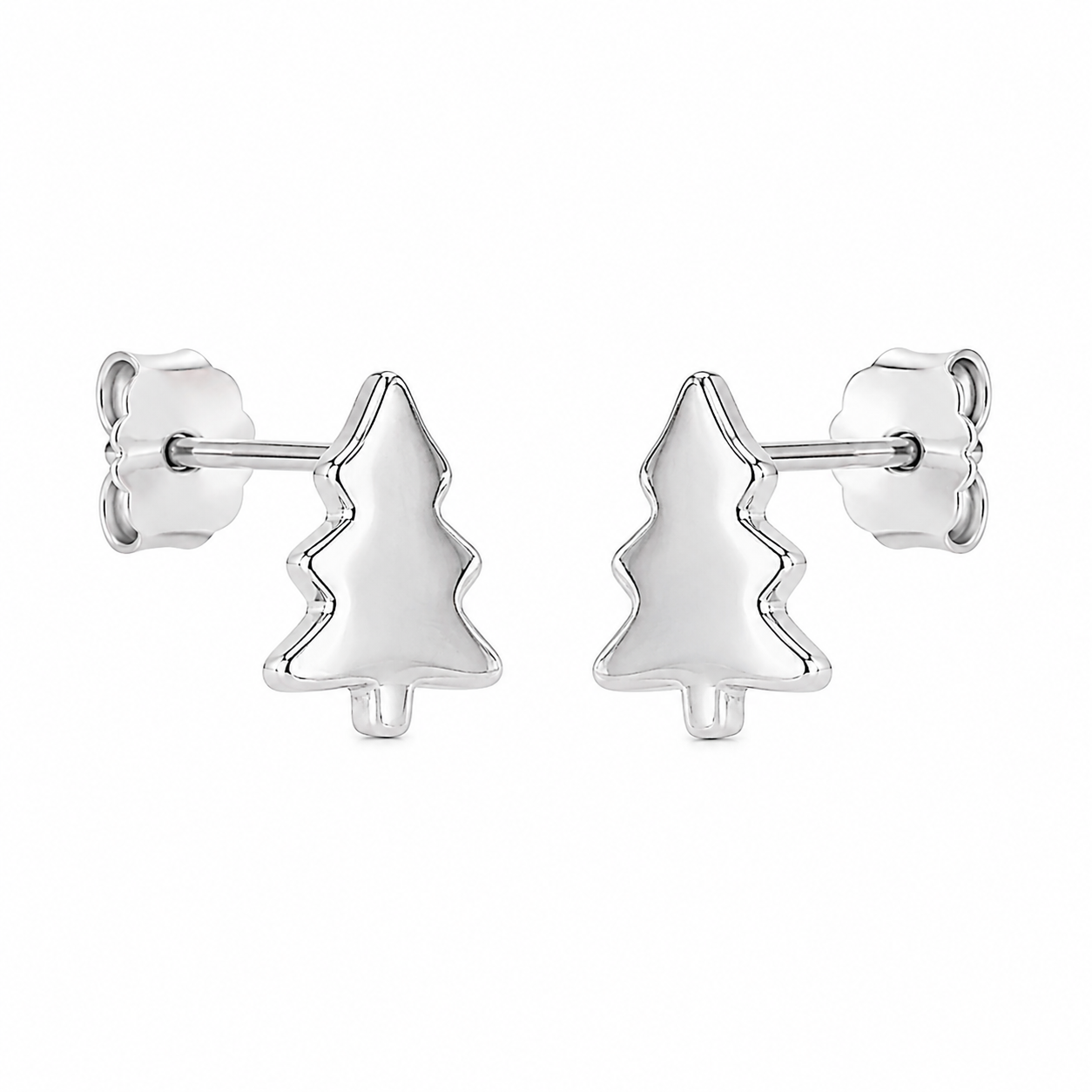 Sterling Silver Mini Christmas Tree Stud Earrings