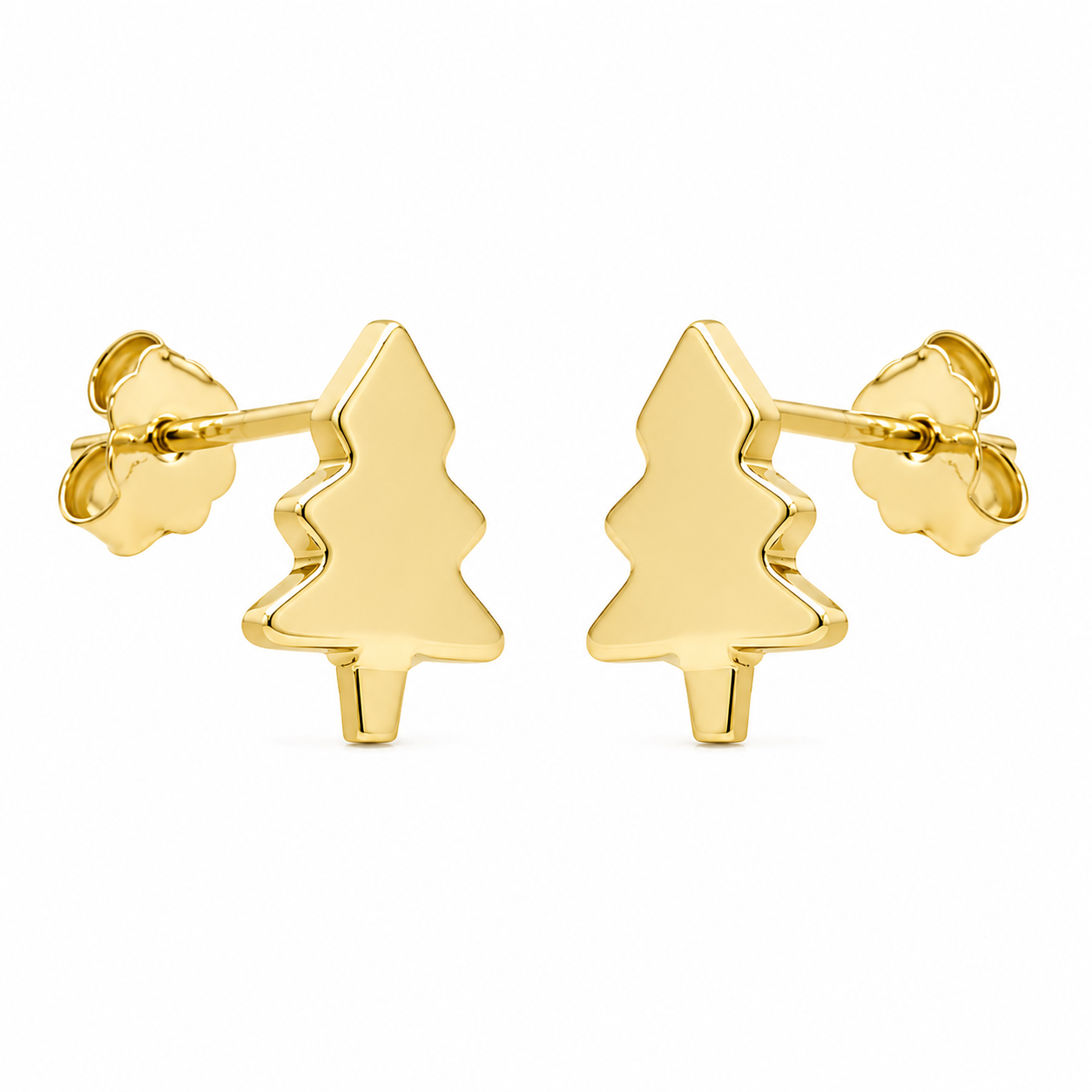 Gold Christmas Tree Stud Earrings
