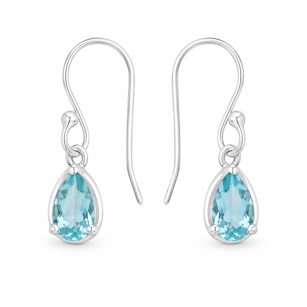 Sterling Silver Blue Topaz Teardrop Earrings