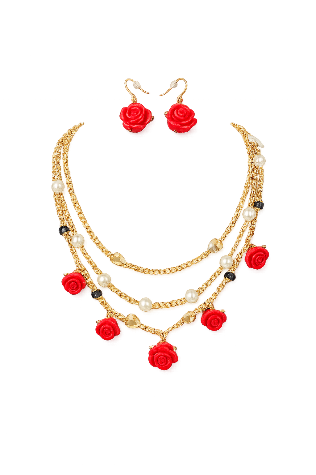 Rose Garden Charm Necklace & Earring Set