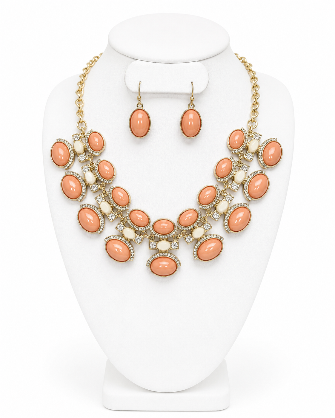 Peach Blossom Statement Necklace & Earring Set
