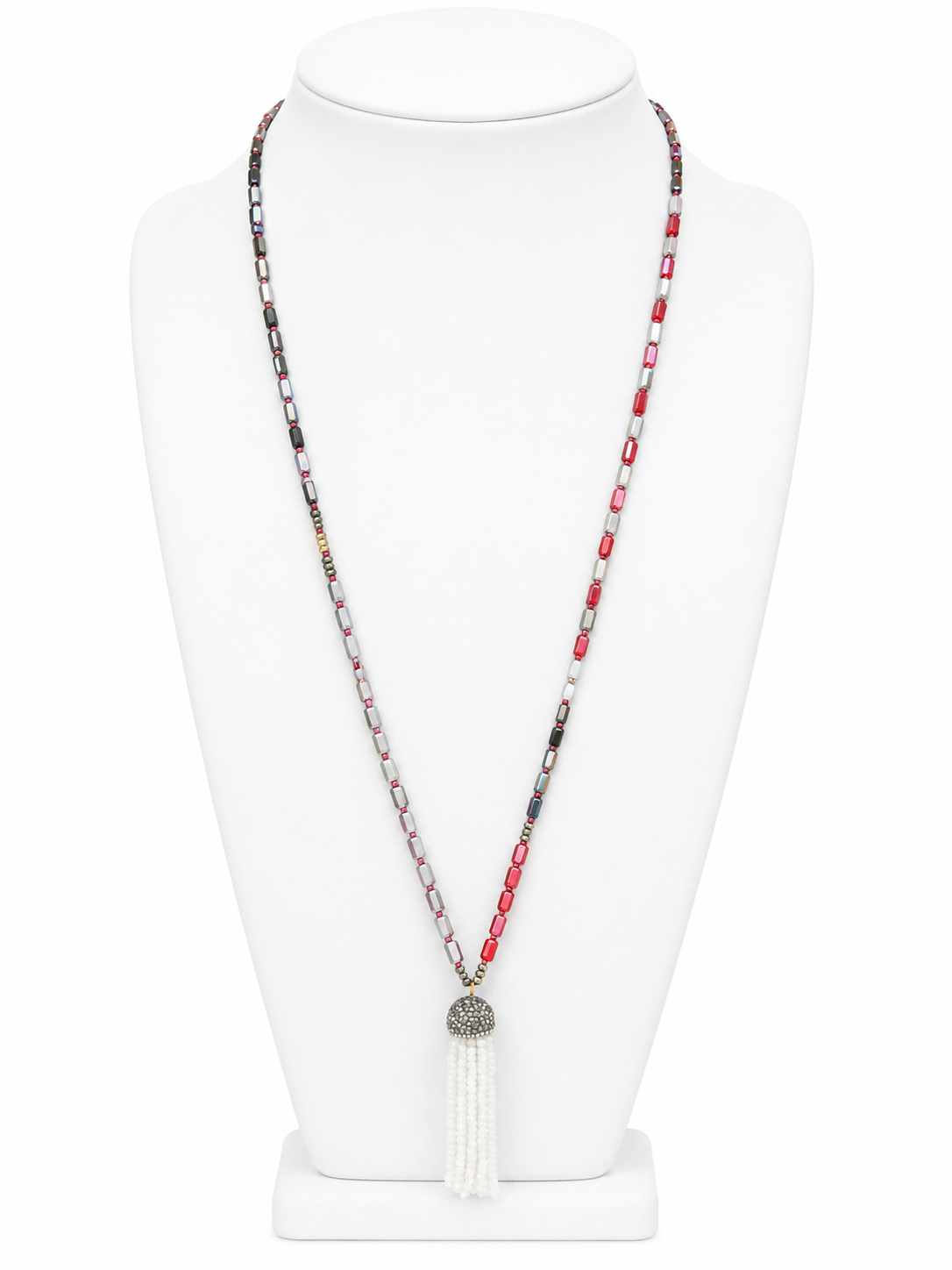 White Tassel Statement Necklace