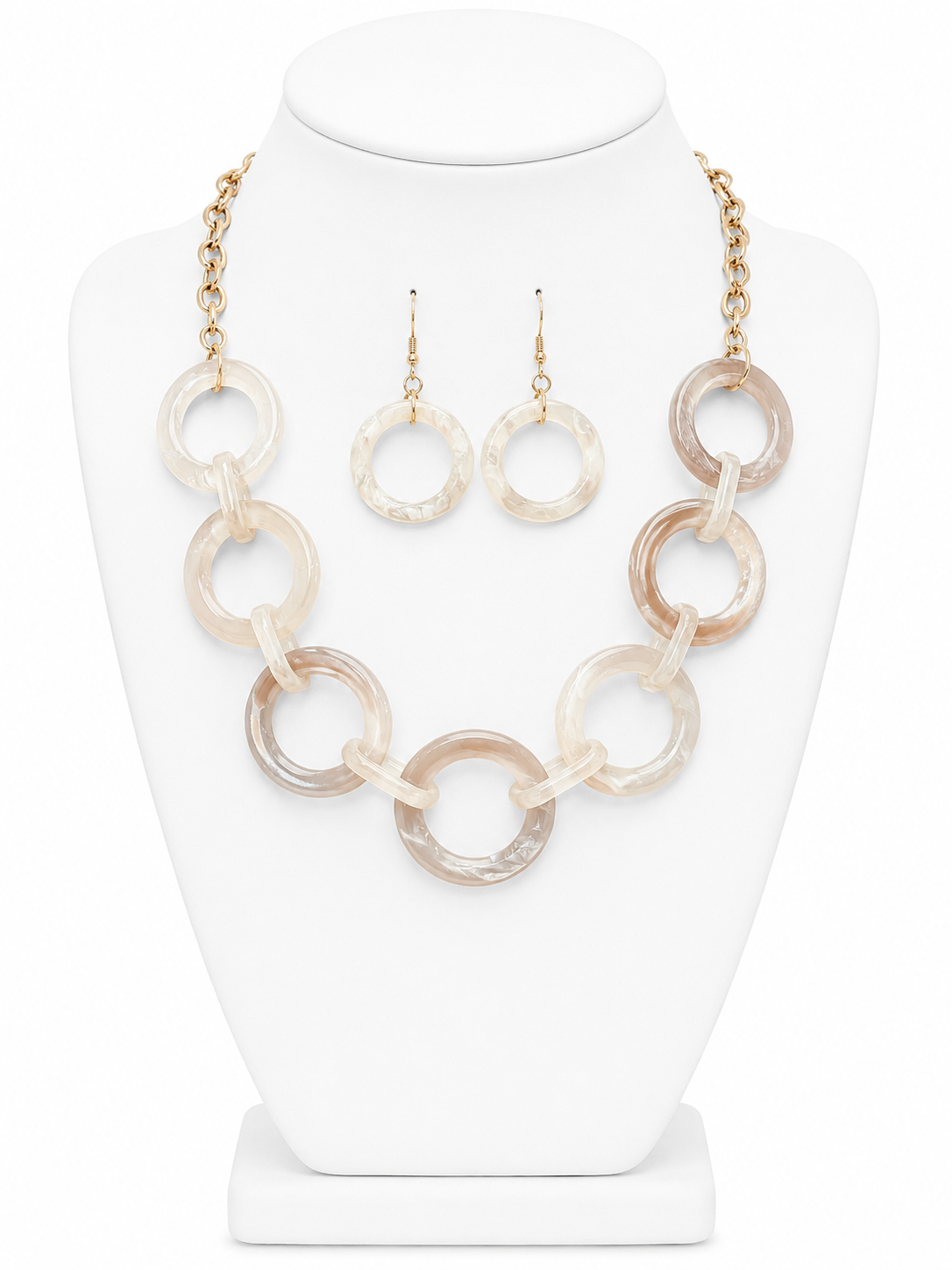 Champagne Link Statement Necklace & Earring Set