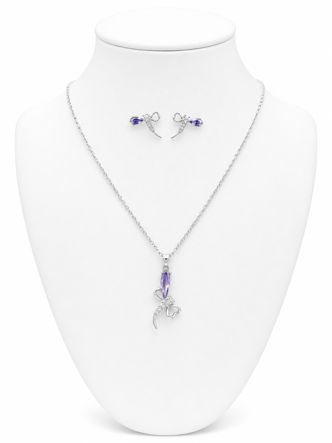 Amethyst Dragonfly Necklace Set