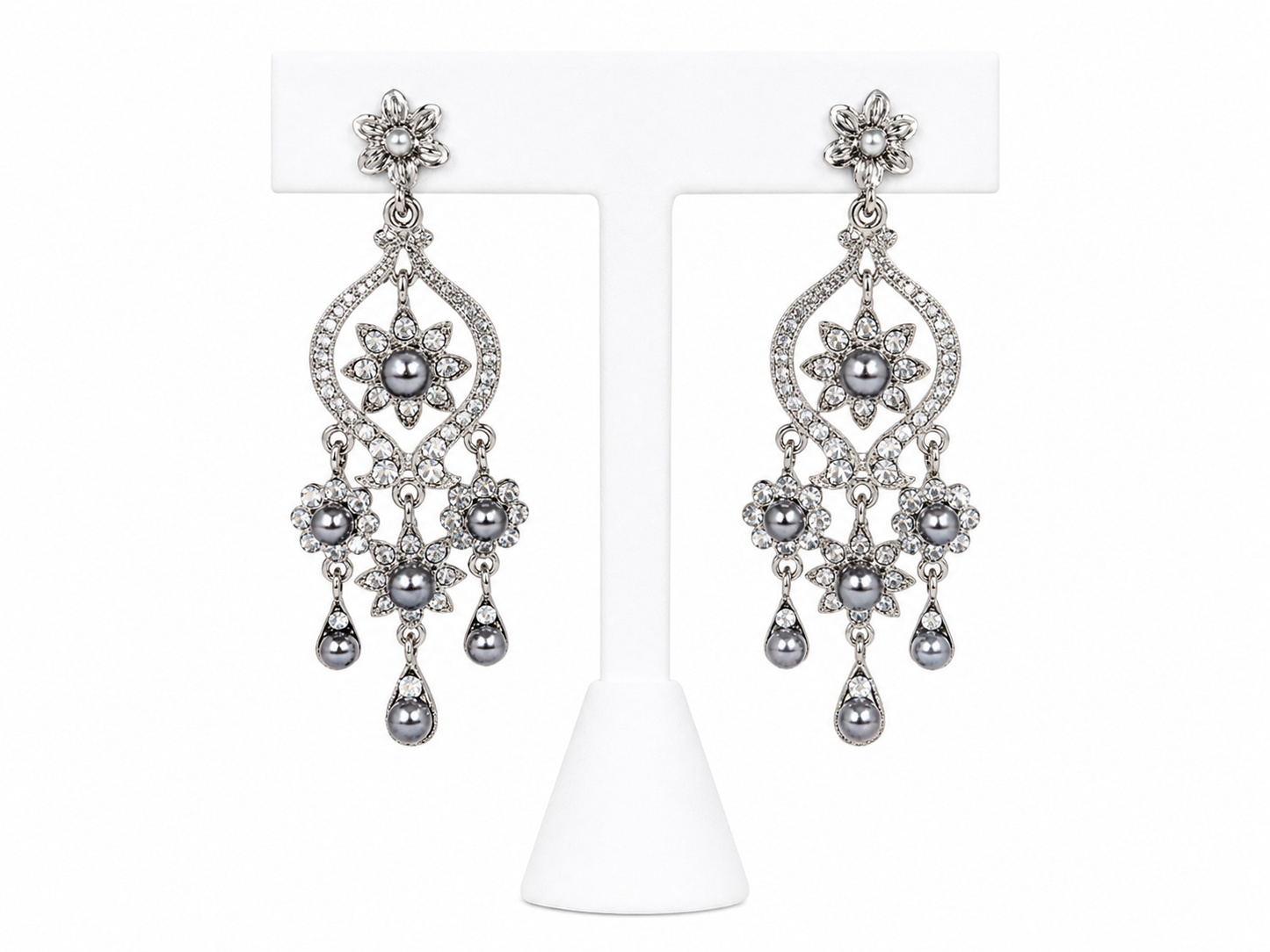 Midnight Pearl Garden Chandelier Earrings