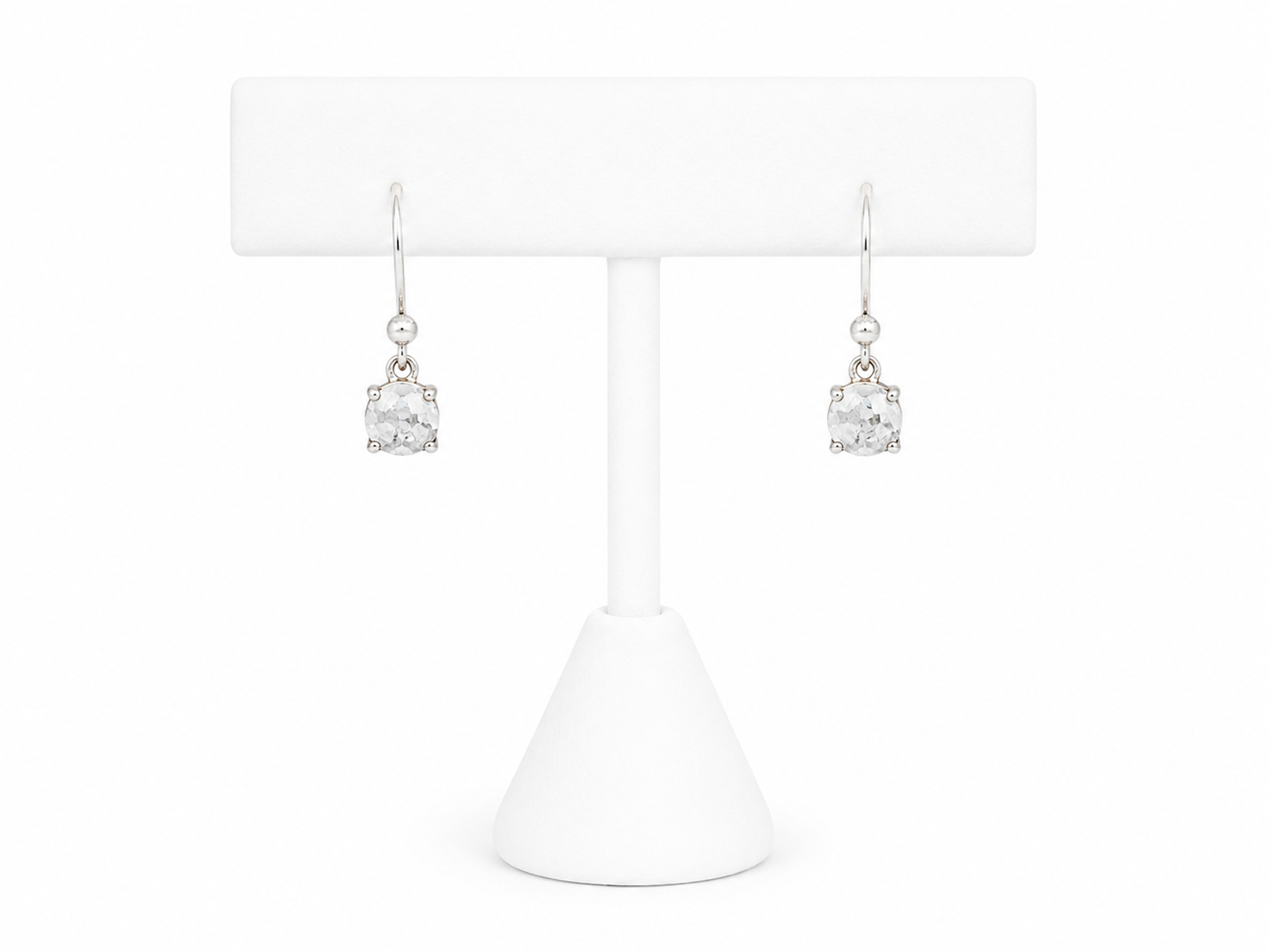 Sterling Silver Solitaire Drop Earrings