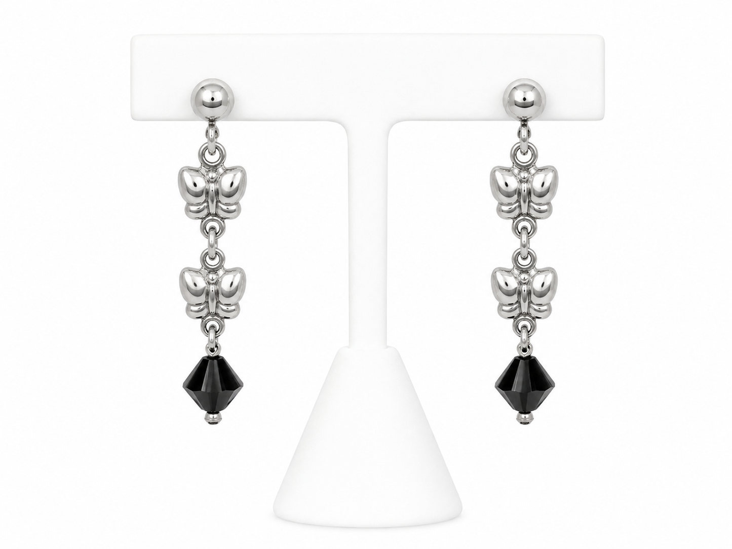 Midnight Butterfly Sterling Silver Earrings