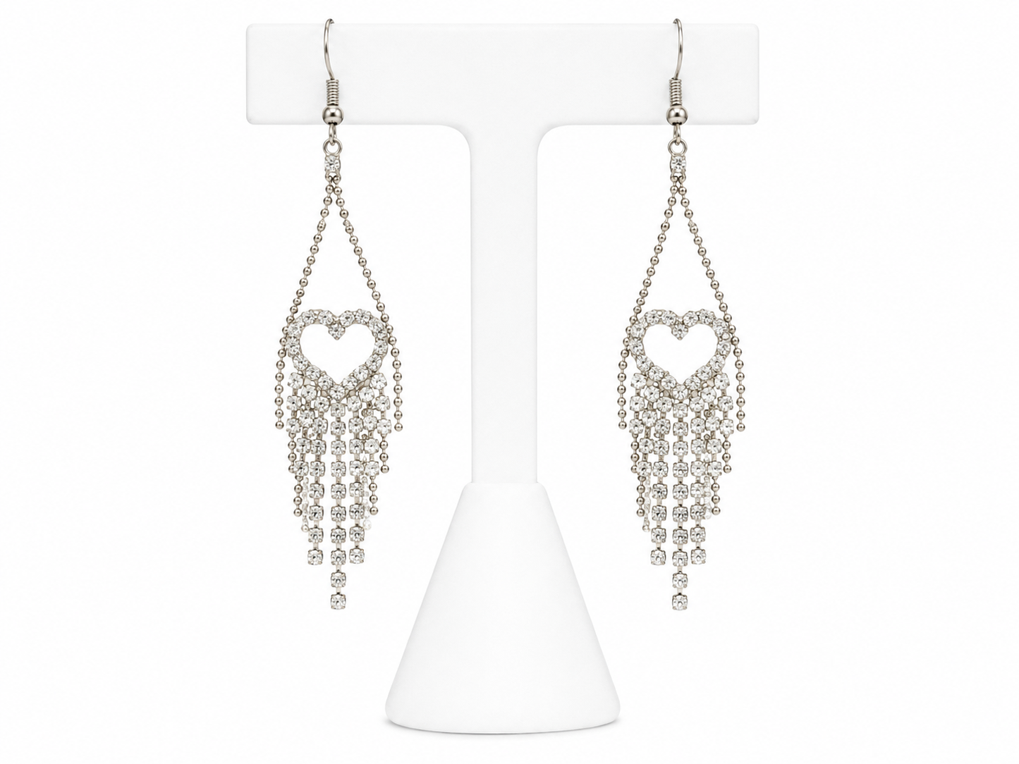 Crystal Heart Cascade Earrings