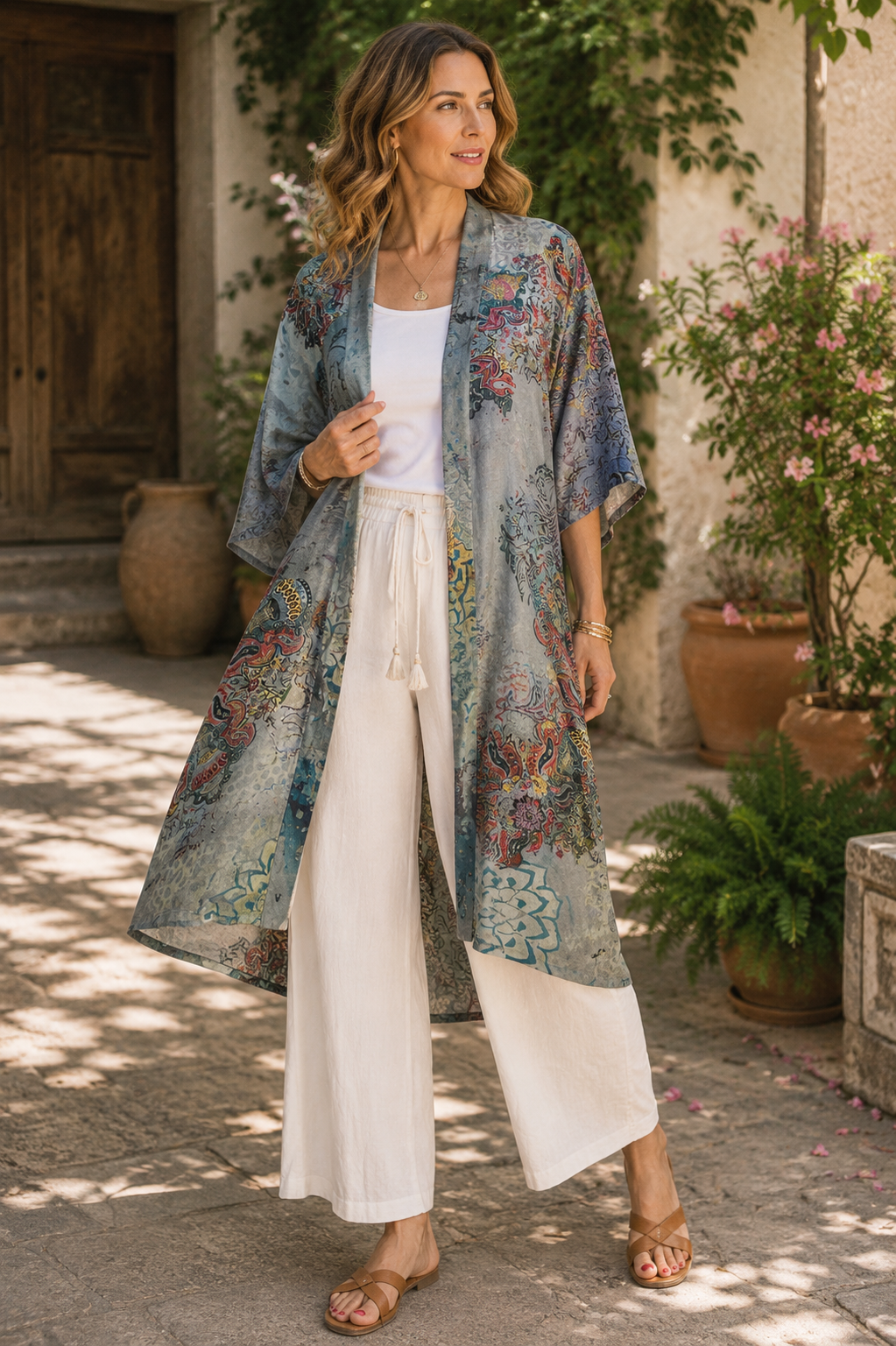 Turquoise Tapestry Kimono