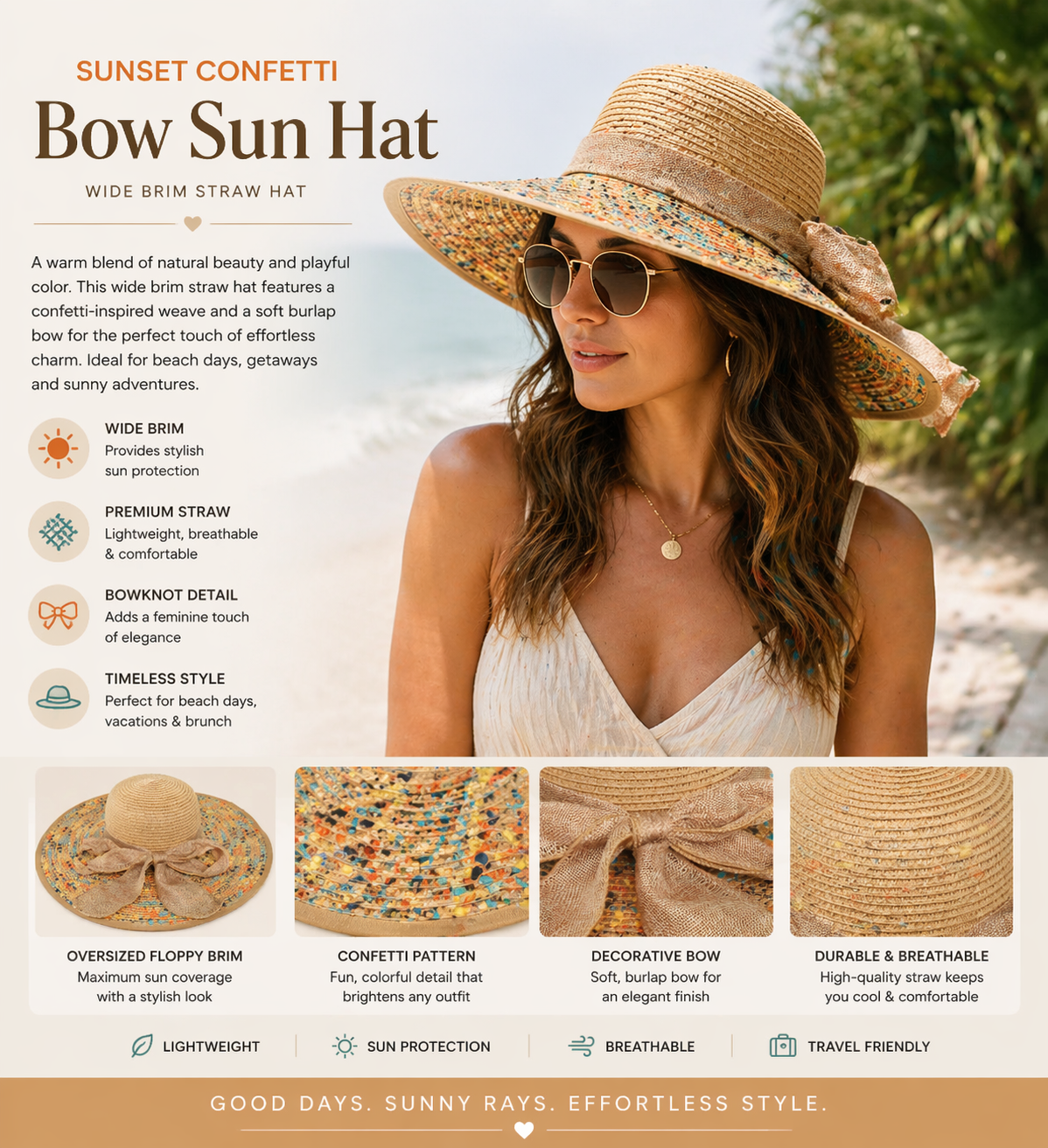 Sunset Confetti Brown Sun Hat