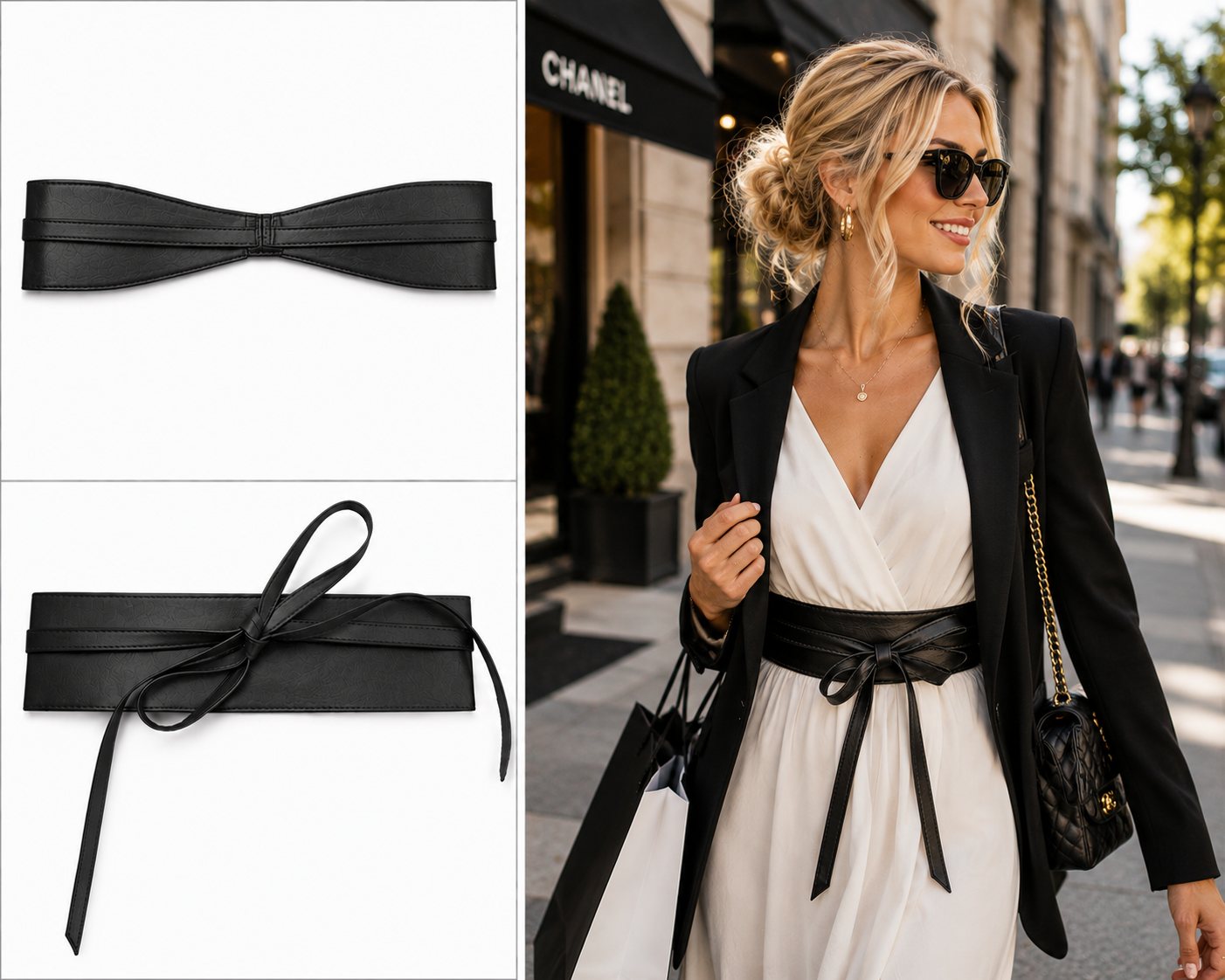 Black Faux Leather Waist Cincher Belt