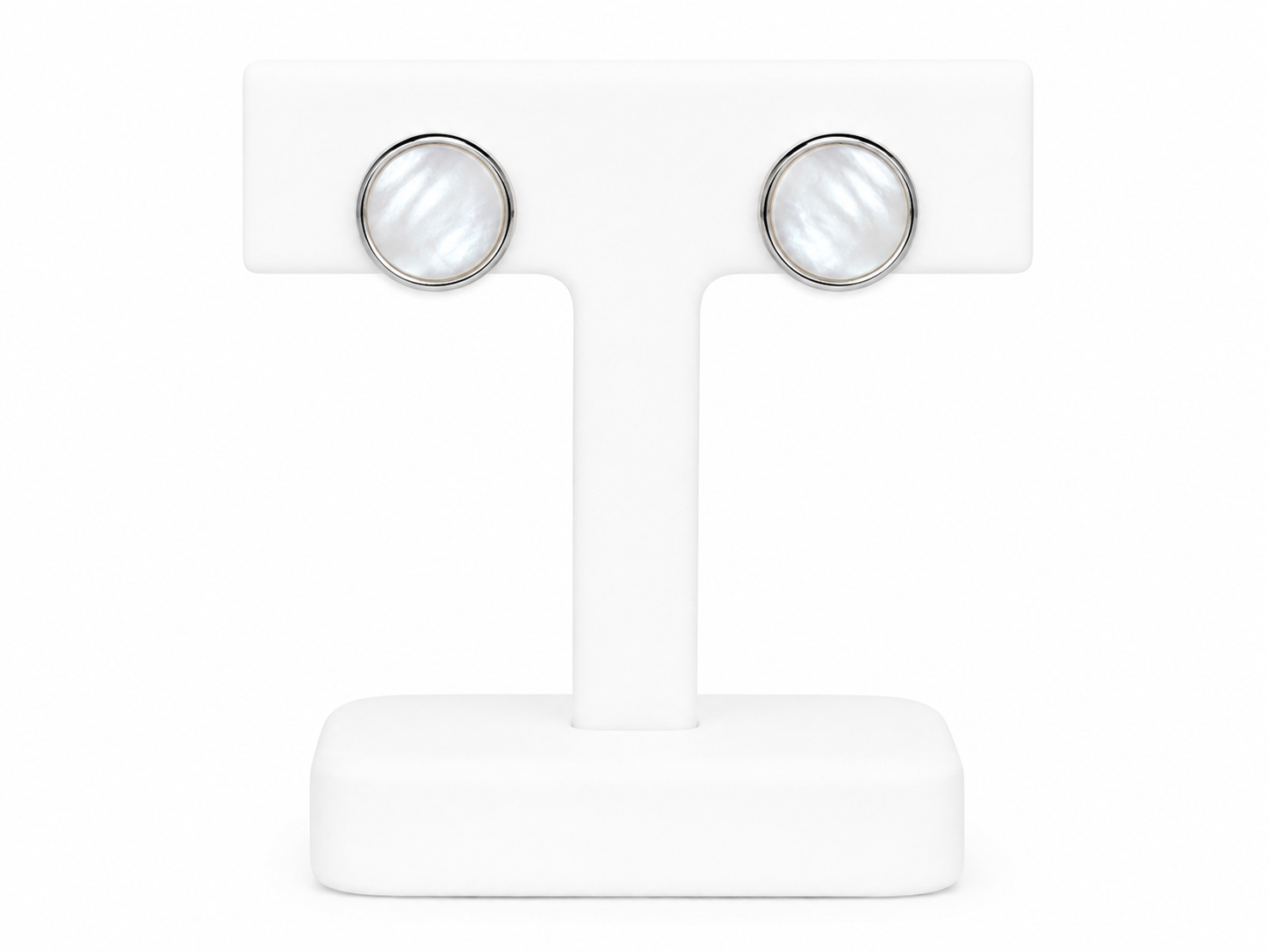 Mother of Pearl Button Stud Earrings