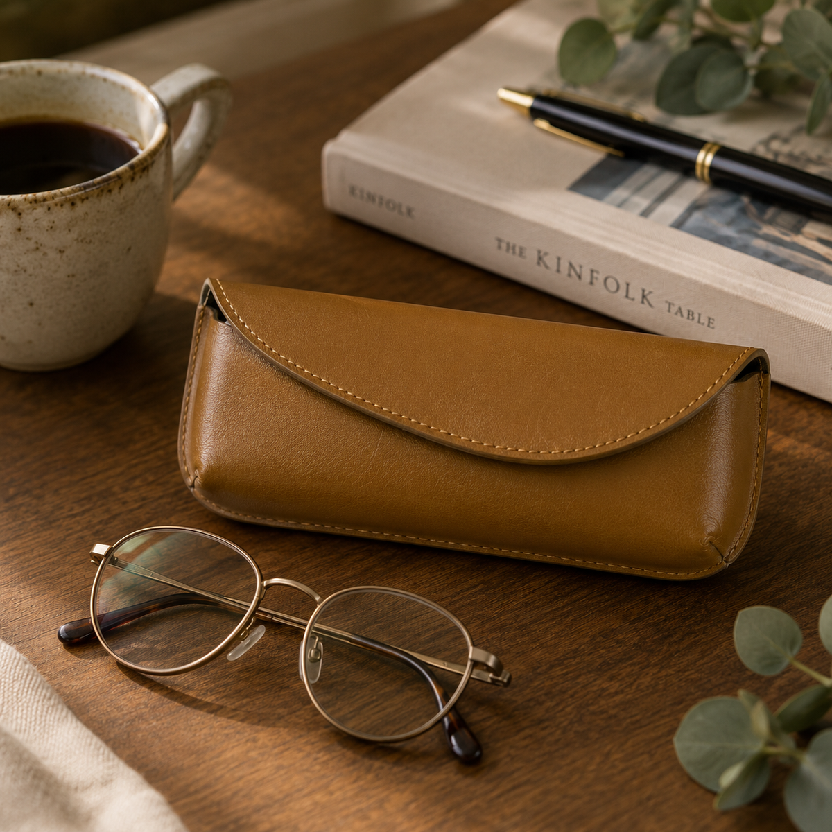 Genuine Leather Eyeglass Case with Magnetic Closure