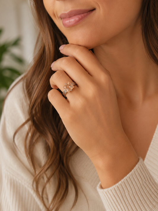 SS Peach Stone Ring