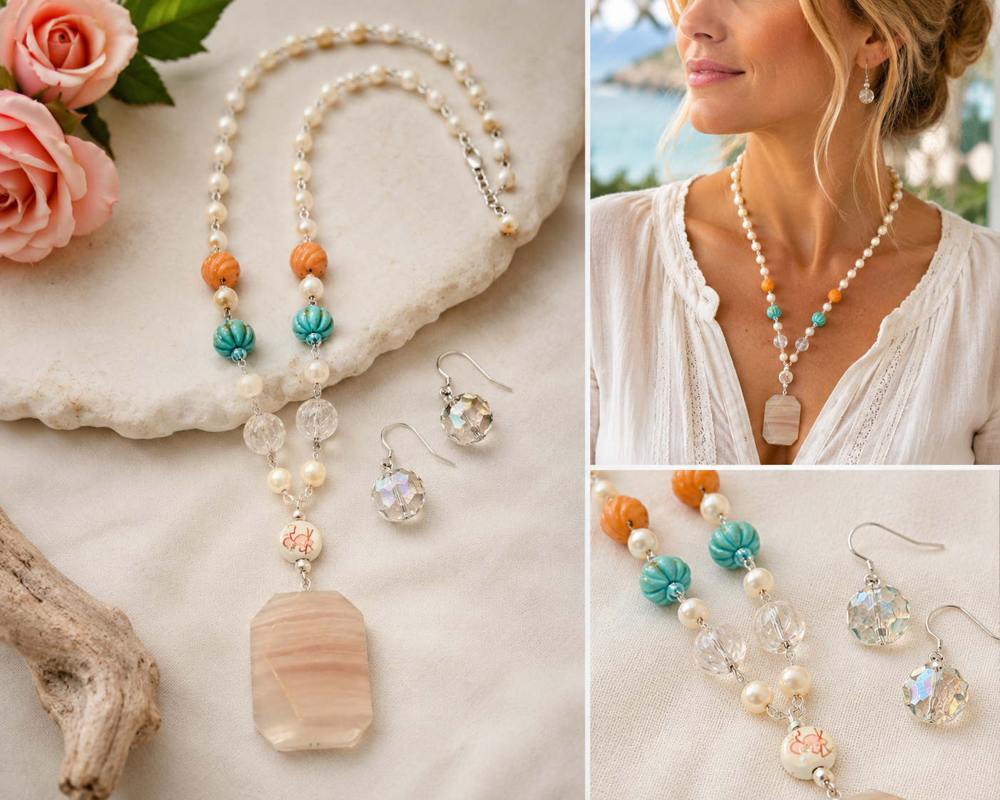 Coastal Garden Pendant Necklace & Earring Set
