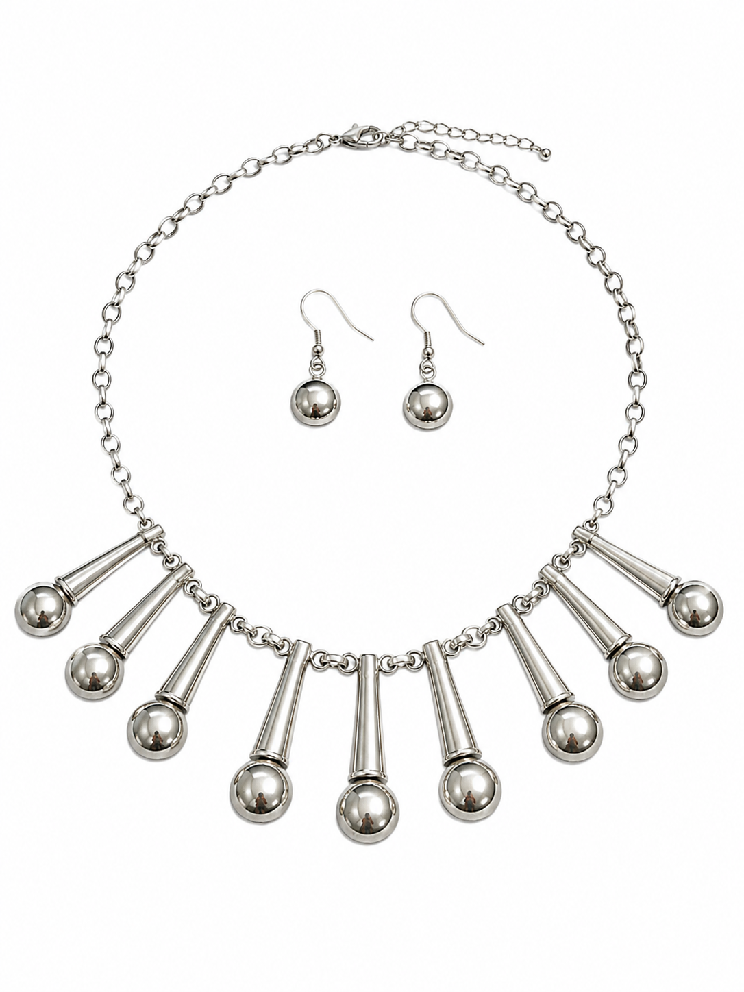 Silver Spotlight Statement Necklace & Earring Set