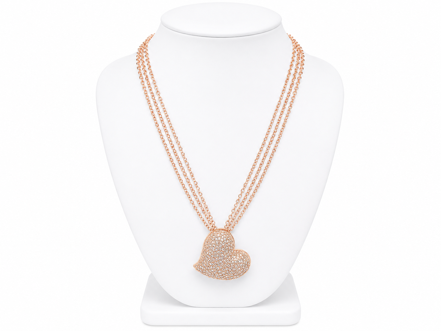 Crystal Heart Multi-Strand Necklace