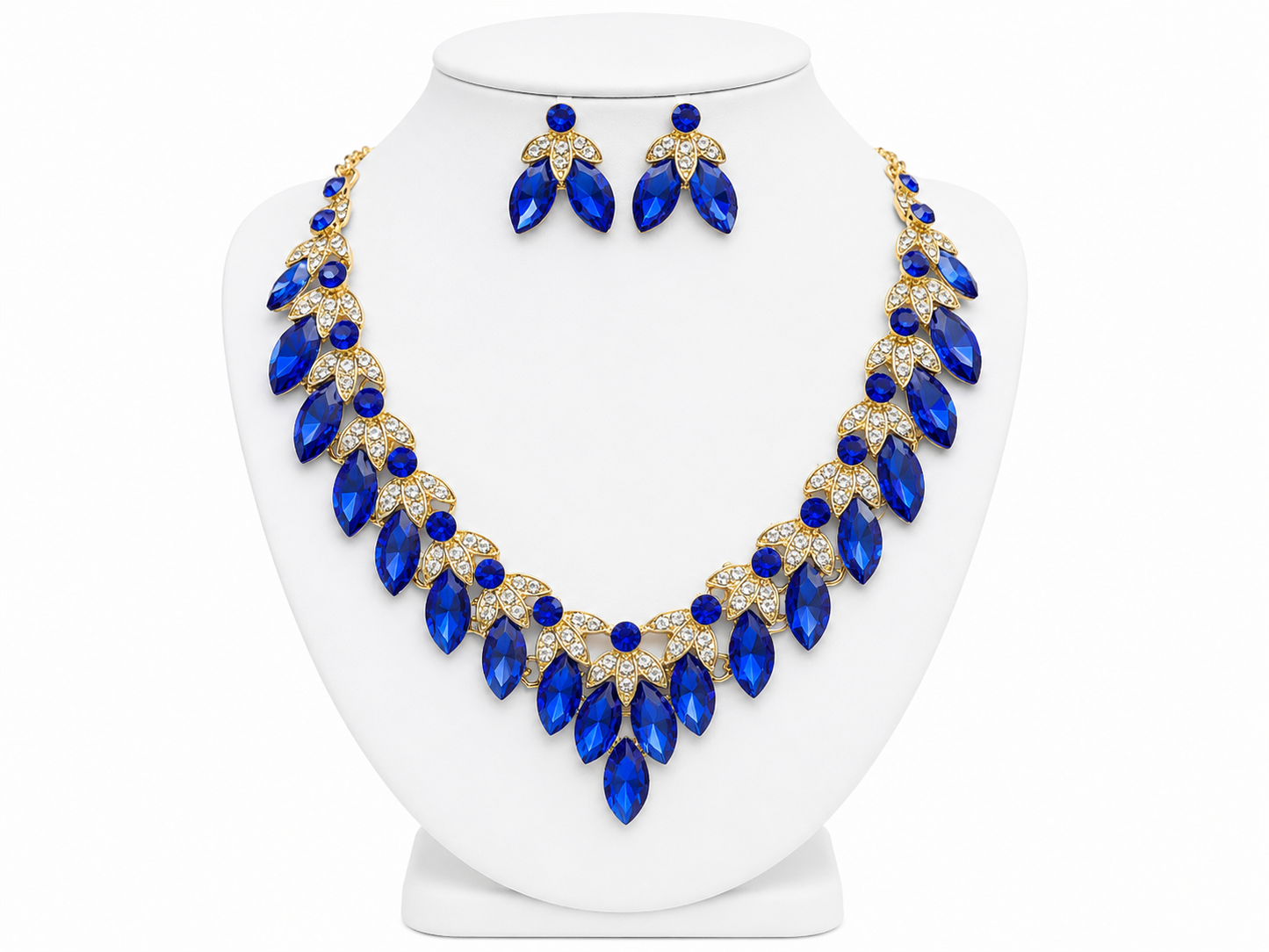 Blue Crystal Gem Necklace Set