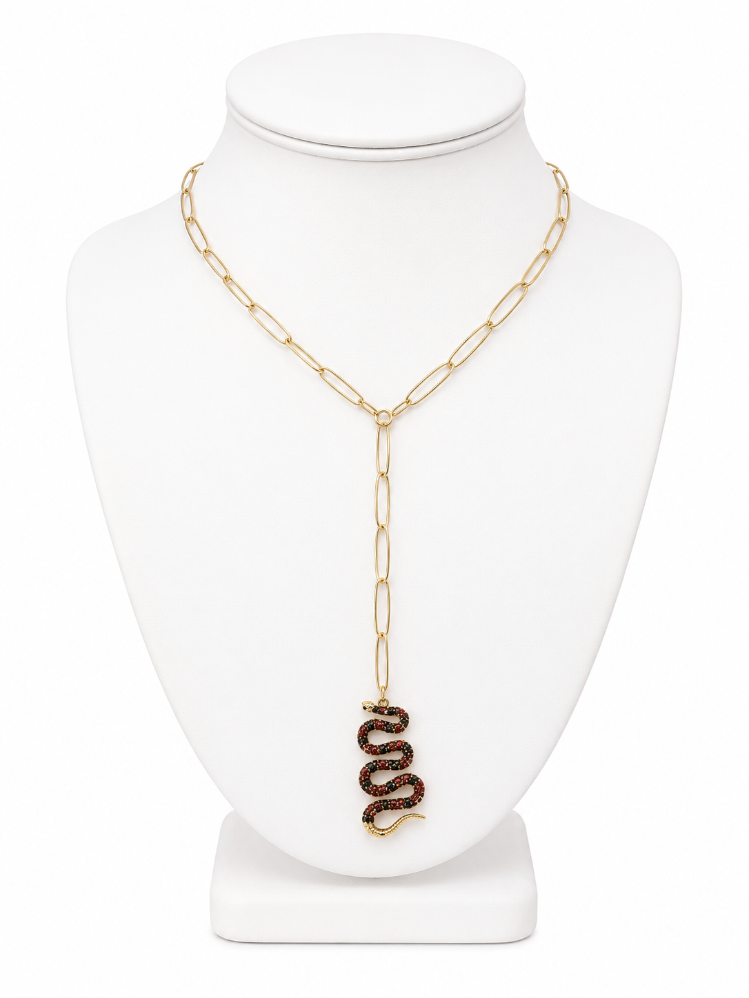 Crimson Serpent Lariat Necklace