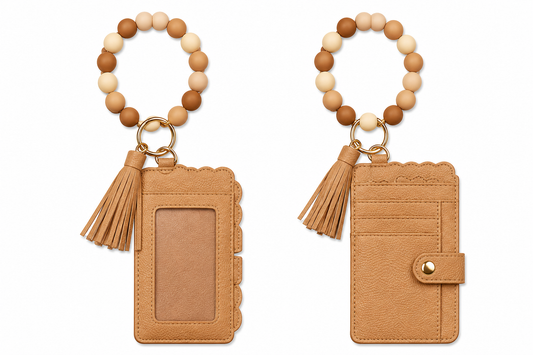 Neutral Palette Wallet Keychain Wristlet with ID Window