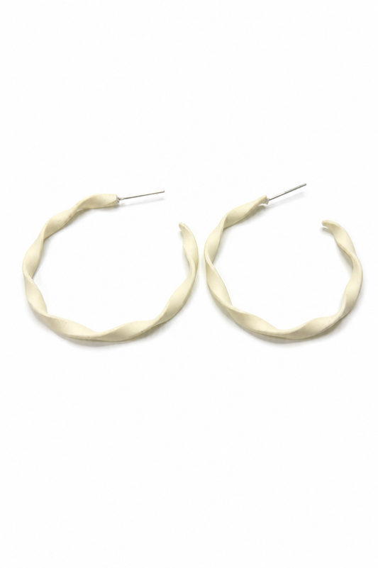 Ivory Whisper Twist Hoop Earrings