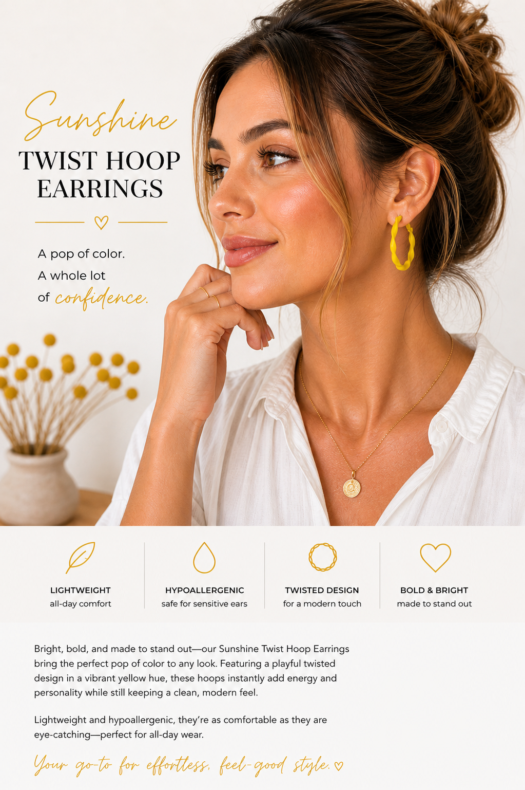Sunshine Twist Hoop Earrings