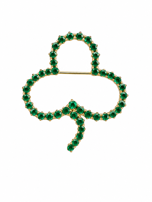 Emerald Sparkle Shamrock Brooch