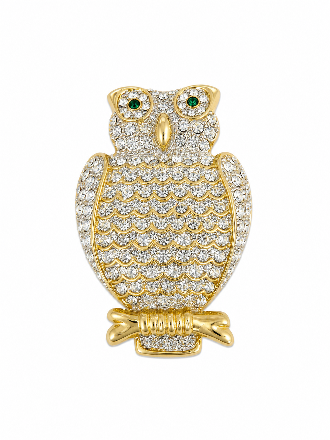 Midnight Owl Crystal Brooch