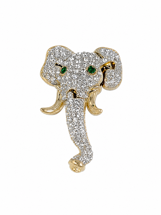 Rhinestone Elephant Green Eyes Pendant