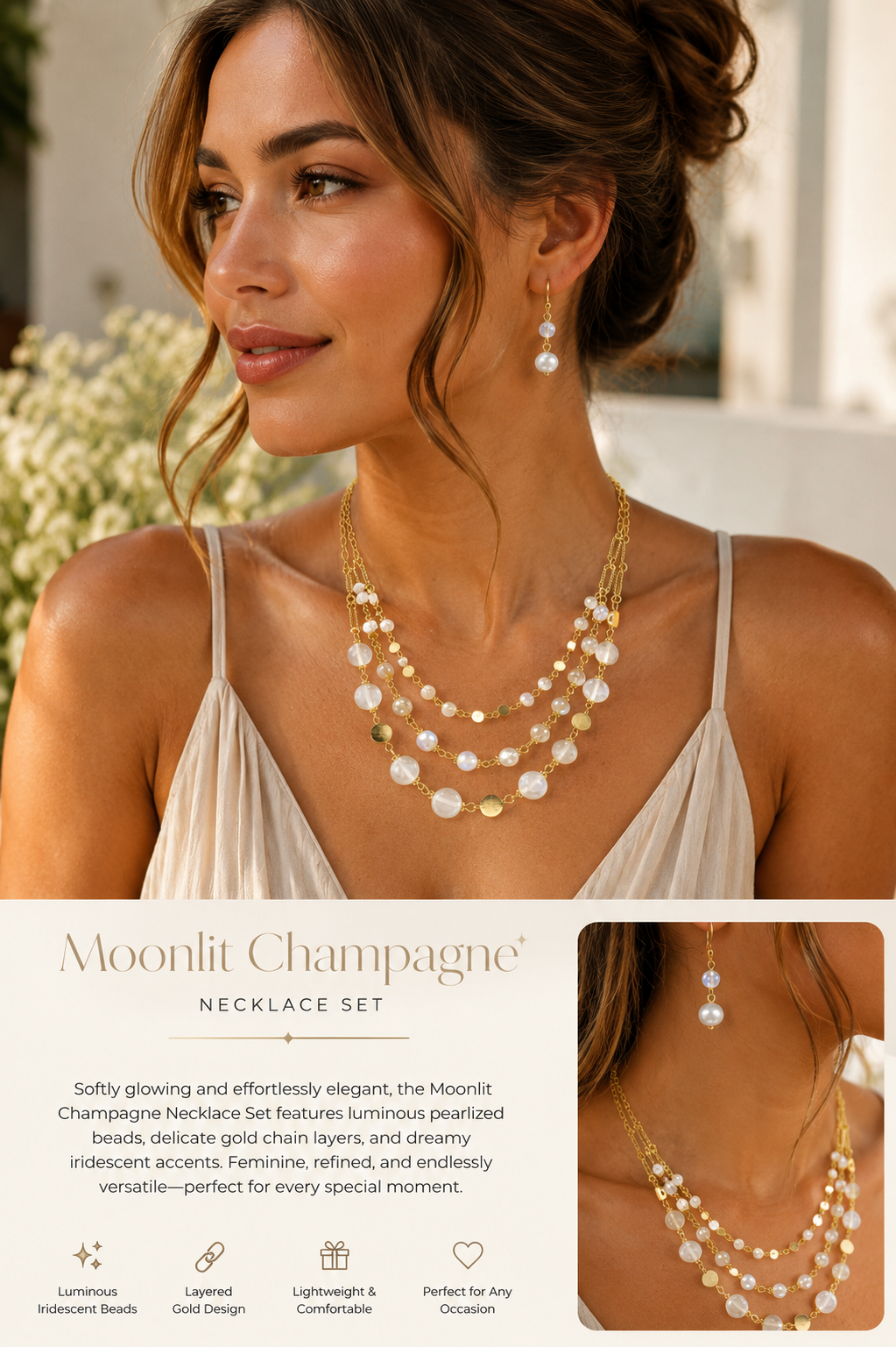 Moonlit Champagne Necklace Set