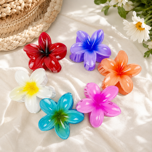 Colorful Hawaiian Flower Hair Claw