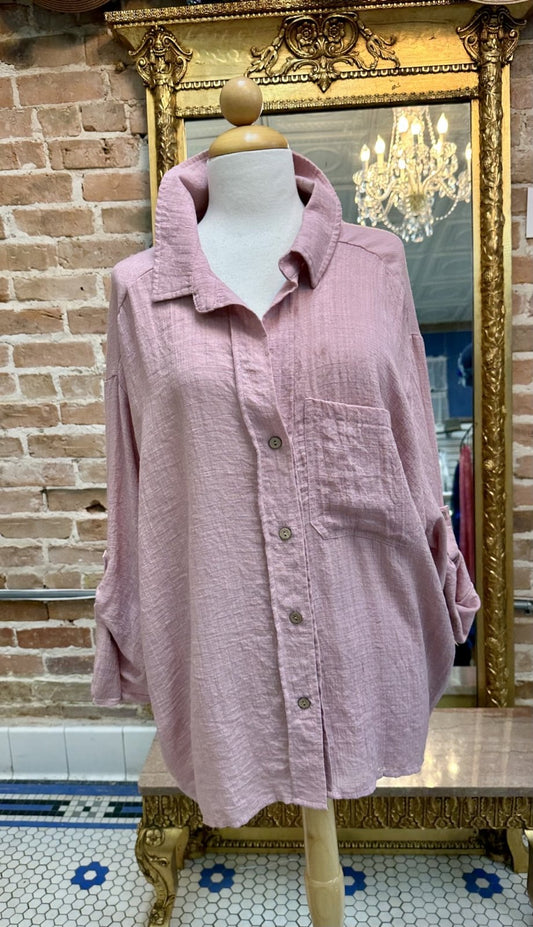 Button Down Long Sleeve w/ Patch on Back