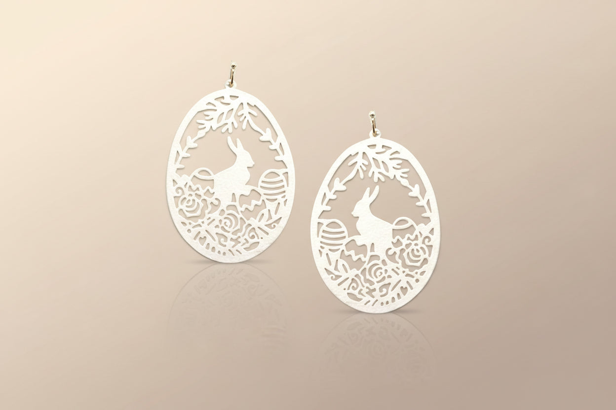 Ivory Enchanted Garden Bunny Earrings