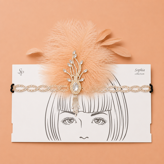 Gatsby 1920s Rhinestone Crystal Feather Headband