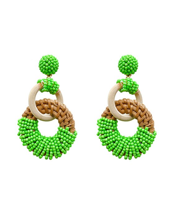 Rattan w/ Beads Post Earrings