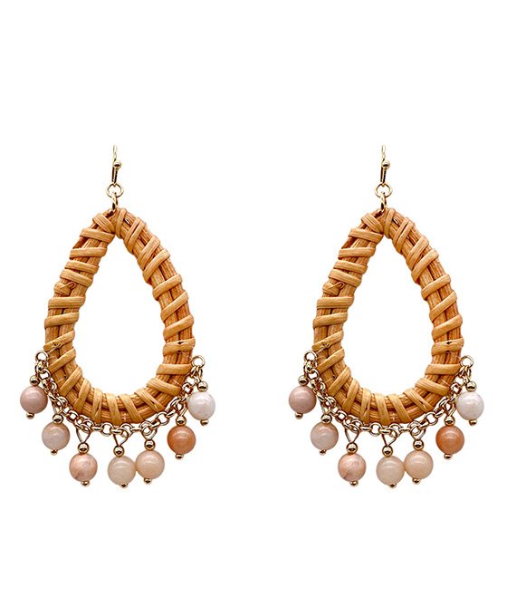 Rattan w/ Natural Stone Earrings