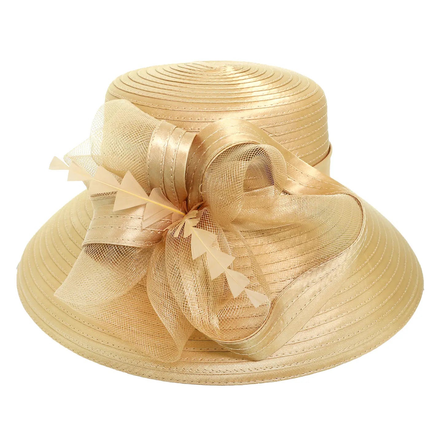 Down Brim Floral Dressy Braid Hat
