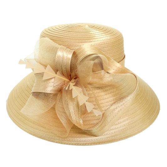 Down Brim Floral Dressy Braid Hat